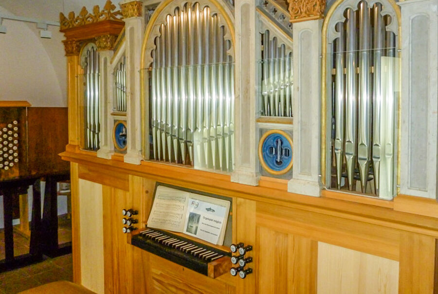 Aus Originalteilen nachgebaute Engelhardt-Orgel im Museum Herzberg am Harz